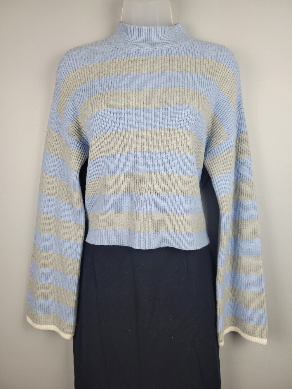 NWT Sincerely Jules Size S Ribbed Striped Mock Neck Sweater
